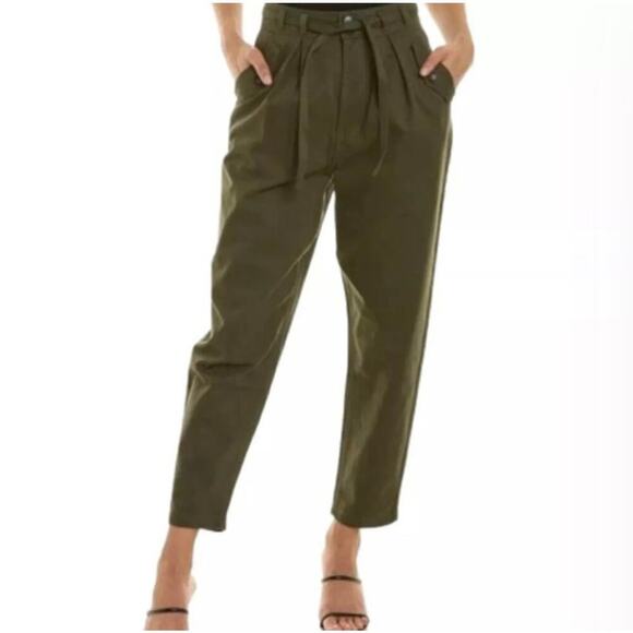 Blank NYC Pants - Blank NYC Green Hakuna Matata Pleated High Waist Pants *Revolve Dark Academia